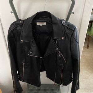 morgan PU biker jacket faux leather black size 12